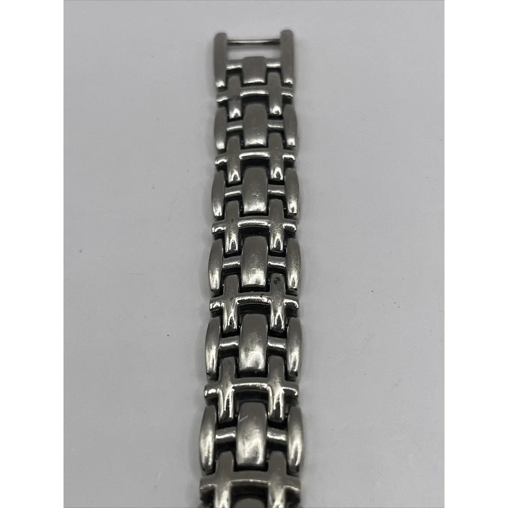 Polini‎ Women's Quartz Watch Silver Tone Band Black Dial- New Battery